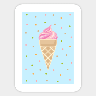 Vintage Ice Cream on Blue Background Sticker